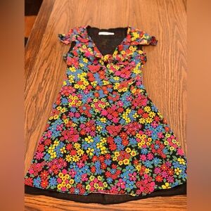 Women’s Floral Tie-Front Dress - Black Multi